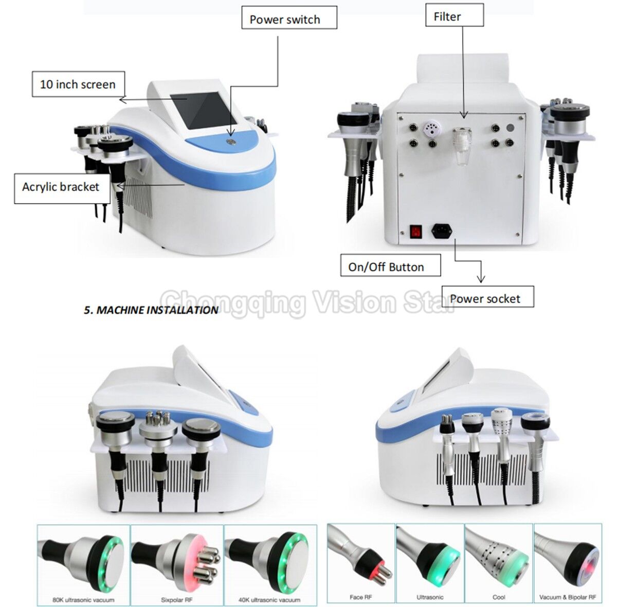 HYB-D80K 7 in 1 Ultrasound Body Slimming Cavitation Machine